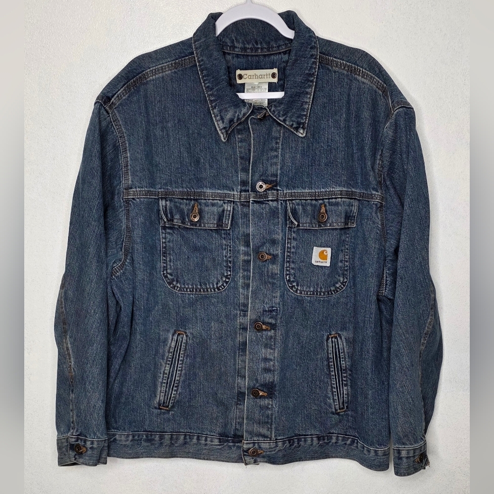 Carhartt J12 DST Stonewashed Denim Men's Trucker Jacket Size 2XL